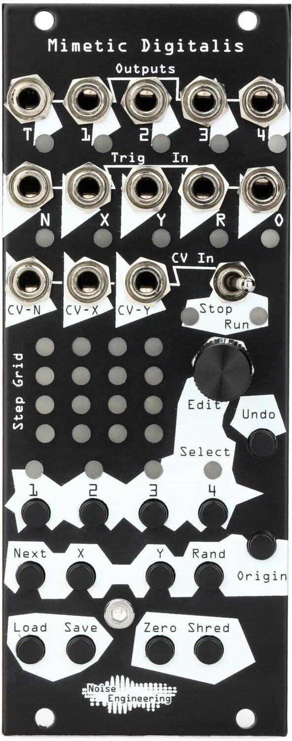 Шумотехника Mimetic Digitalis 4-канальный 16-шаговый модуль CV Step Sequencer Eurorack — черный
Шумотехника Mimetic Digitalis 4-канальный 16-шаговый модуль CV Step Sequencer Eurorack — черный
