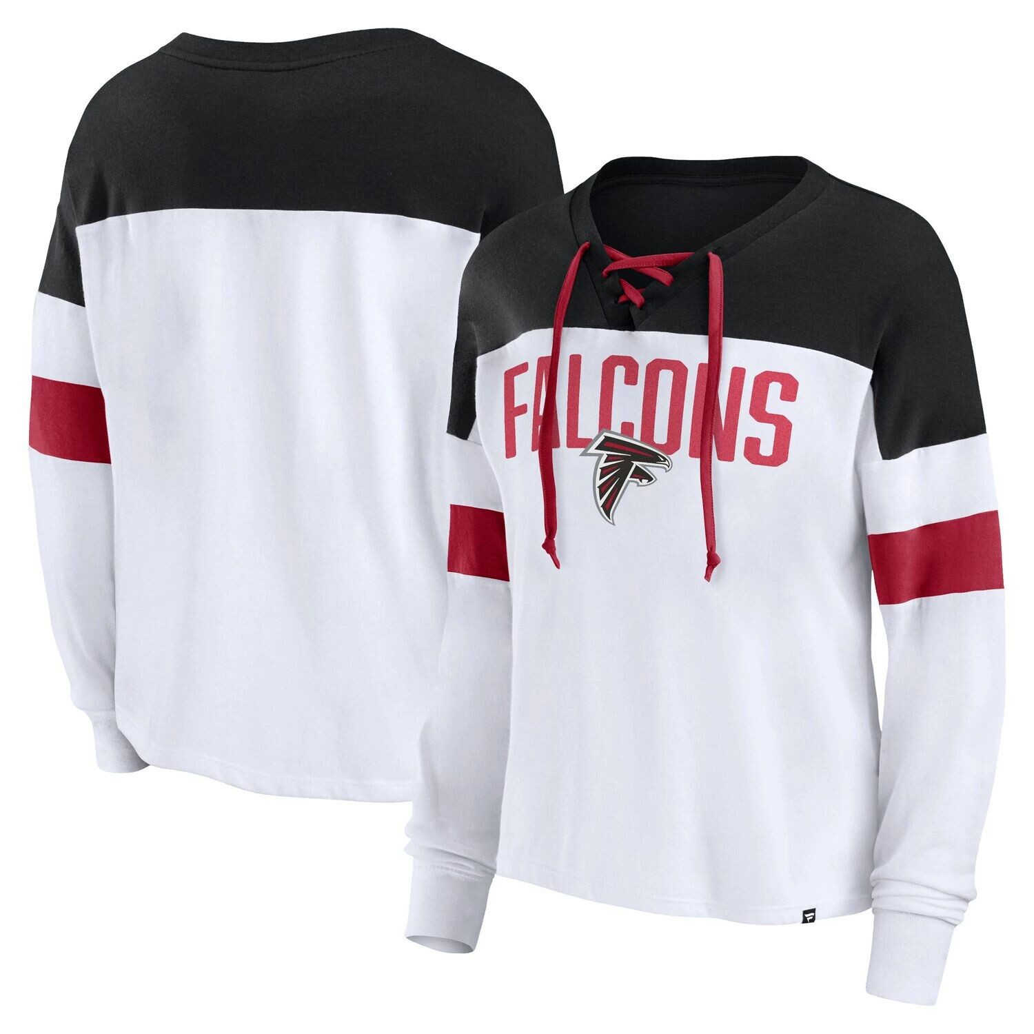 Женская бело-черная фирменная футболка Atlanta Falcons Even Match на шнуровке с длинными рукавами и v-образным вырезом Fanatics Fanatics
Женская бело-черная фирменная футболка Atlanta Falcons Even Match на шнуровке с длинными рукавами и v-образным вырезом Fanatics Fanatics