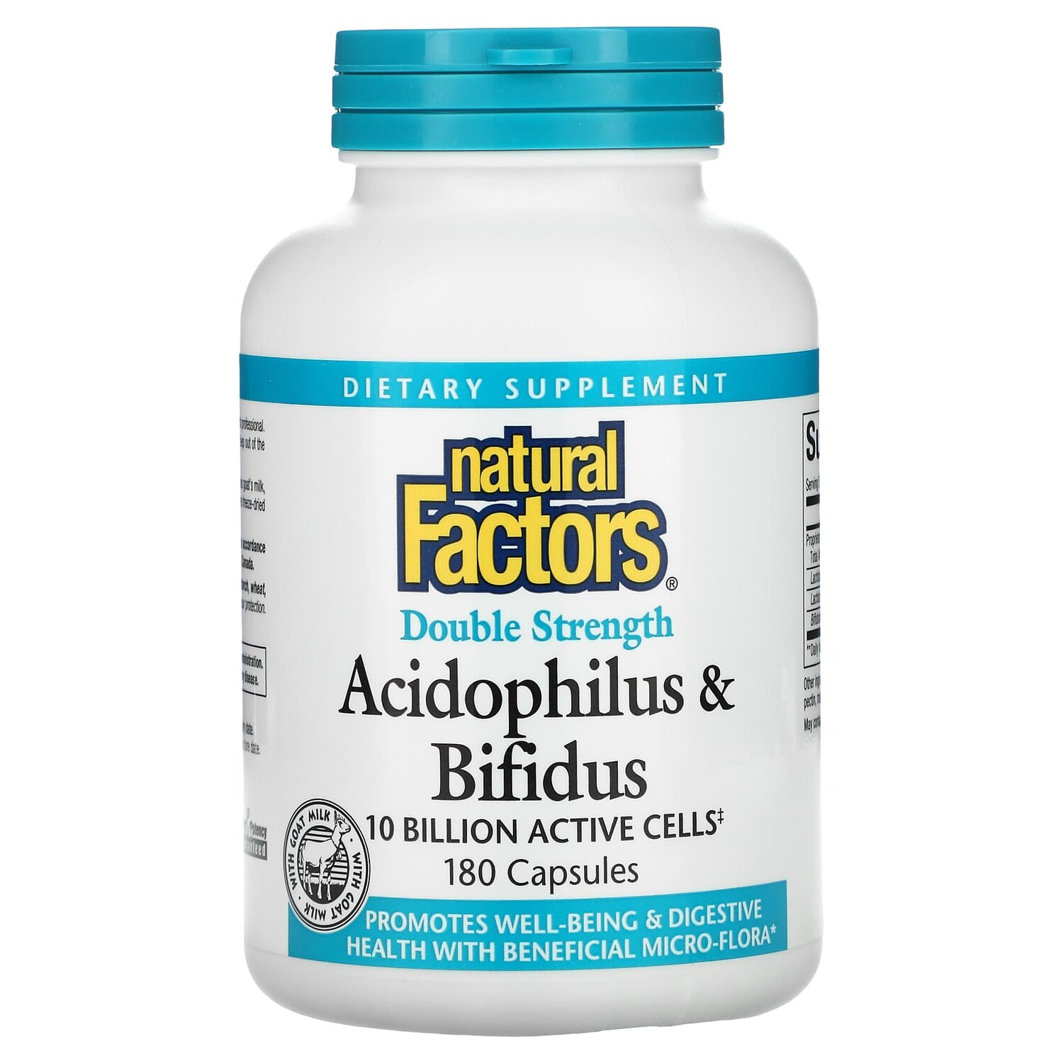Acidophilus & Bifidus, двойная сила действия, 10 млрд, 180 капсул, Natural Factors
Acidophilus & Bifidus, двойная сила действия, 10 млрд, 180 капсул, Natural Factors