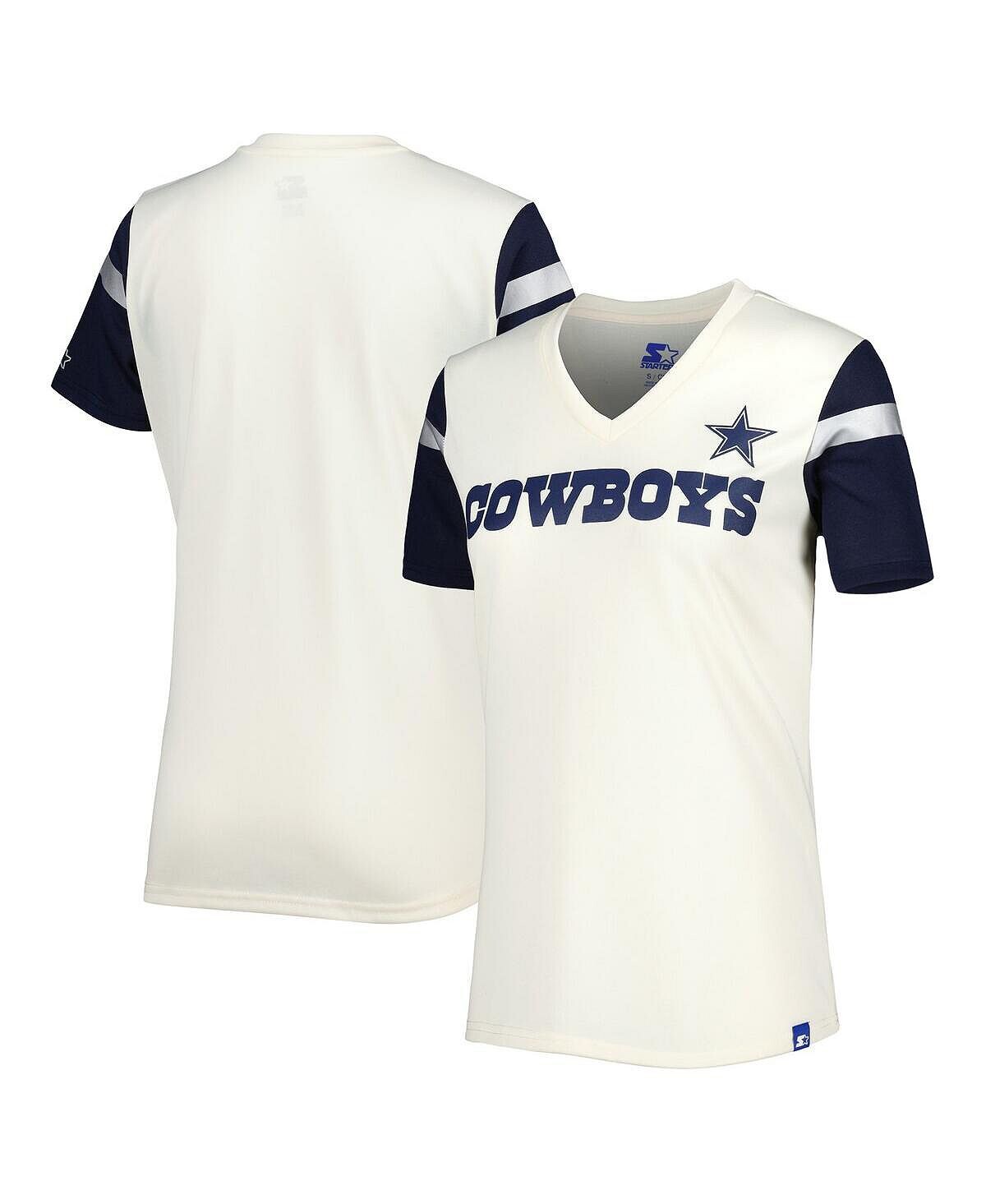 Женская кремовая футболка Dallas Cowboys Kick Start с v-образным вырезом Starter, Бежевый
Женская кремовая футболка Dallas Cowboys Kick Start с v-образным вырезом Starter, Бежевый