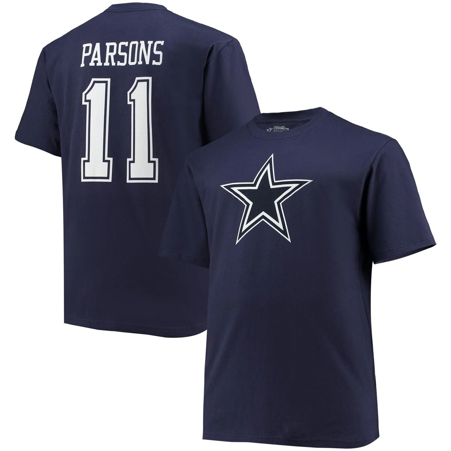 Мужская темно-синяя футболка с логотипом Micah Parsons Dallas Cowboys Big & Tall с именем и номером игрока Fanatics, Синий
Мужская темно-синяя футболка с логотипом Micah Parsons Dallas Cowboys Big & Tall с именем и номером игрока Fanatics, Синий