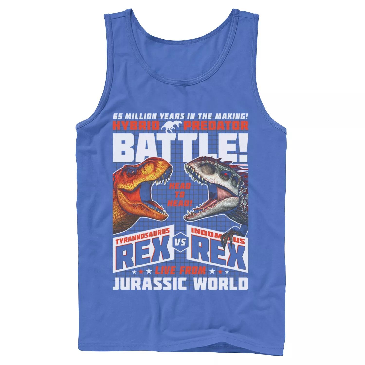 Мужская майка с графическим плакатом «Мир Юрского периода T-Rex VS I-Rex Battle» Licensed Character
Мужская майка с графическим плакатом «Мир Юрского периода T-Rex VS I-Rex Battle» Licensed Character