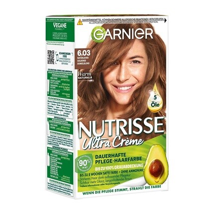 Стойкая краска для волос Nutrisse Ultra Creme 6.03 Натуральный Золотистый Темно-русый 224G, Garnier
Стойкая краска для волос Nutrisse Ultra Creme 6.03 Натуральный Золотистый Темно-русый 224G, Garnier