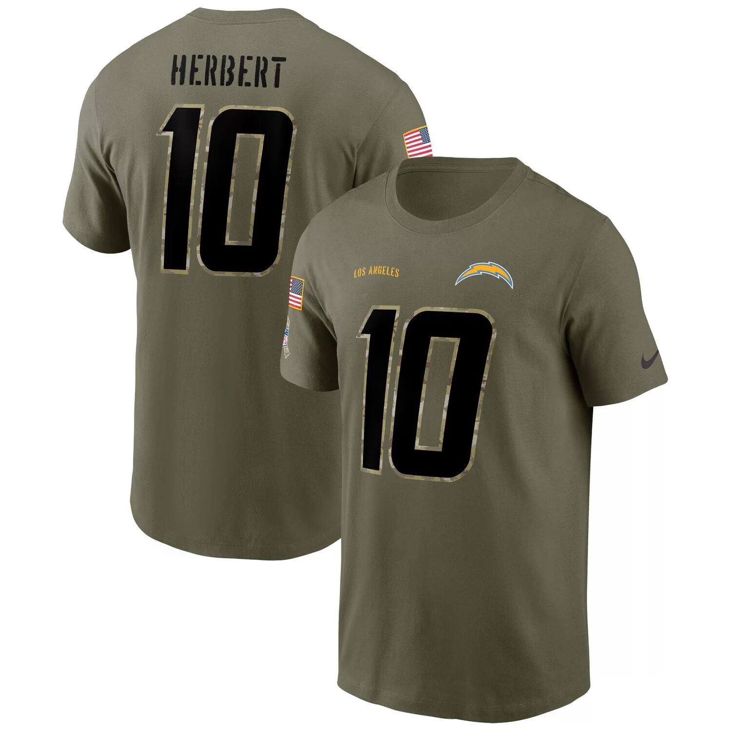 Мужская футболка Justin Herbert Olive Los Angeles Chargers 2022 Salute To Service с названием и номером Nike
Мужская футболка Justin Herbert Olive Los Angeles Chargers 2022 Salute To Service с названием и номером Nike