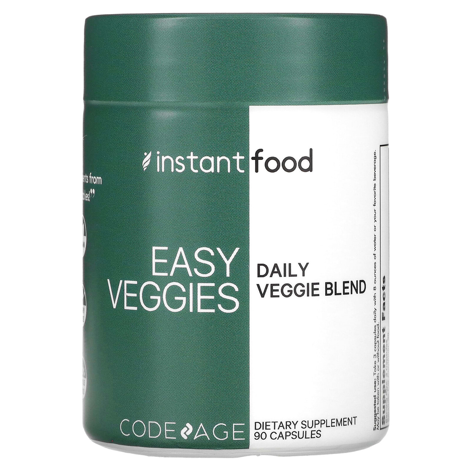 Instant Food, вегетарианские блюда, ежедневная вегетарианская смесь, 90 капсул, Codeage
Instant Food, вегетарианские блюда, ежедневная вегетарианская смесь, 90 капсул, Codeage