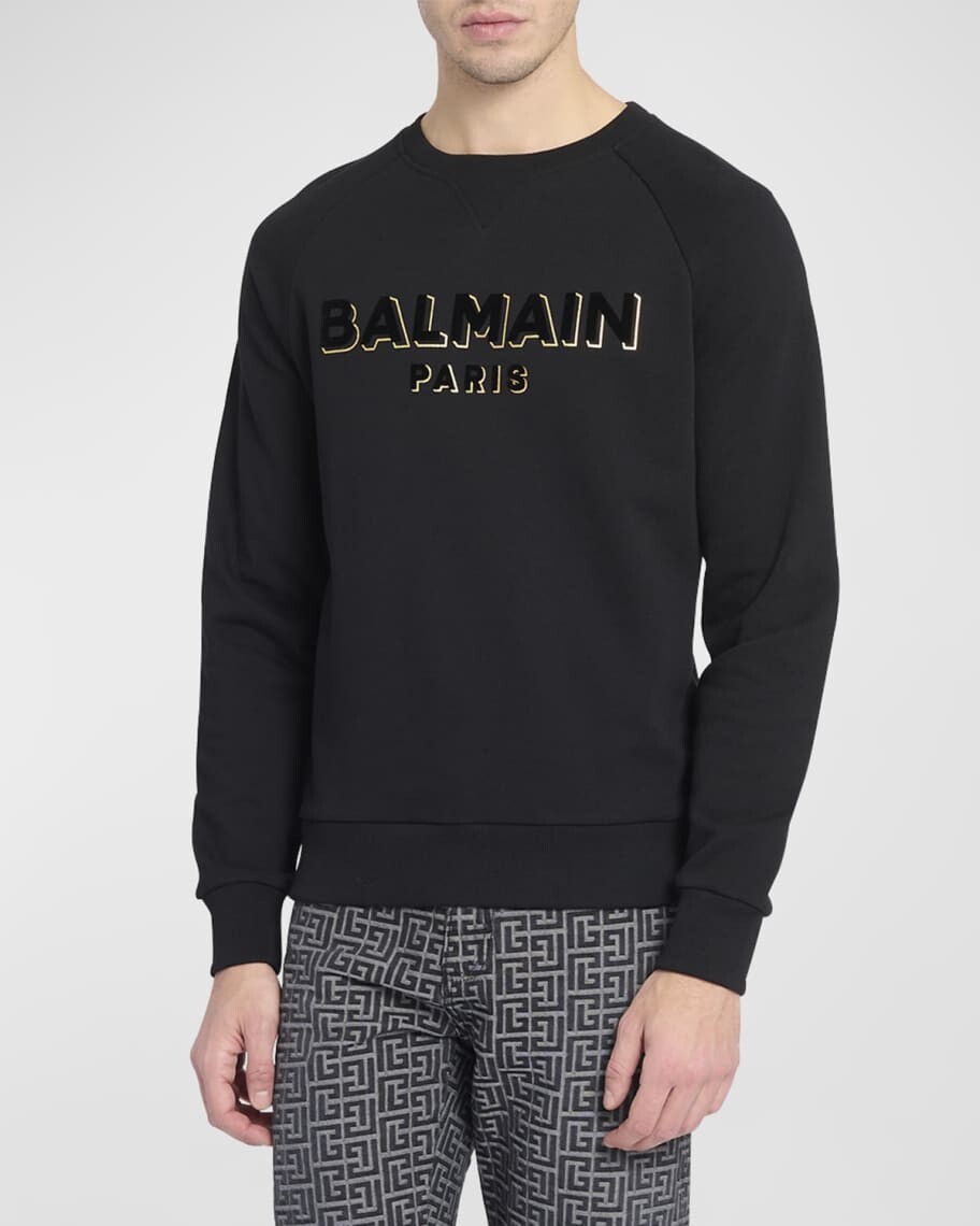 Мужская толстовка с логотипом из флокированной фольги Balmain, Черный, Мужская толстовка с логотипом из флокированной фольги Balmain
Мужская толстовка с логотипом из флокированной фольги Balmain, Черный, Мужская толстовка с логотипом из флокированной фольги Balmain