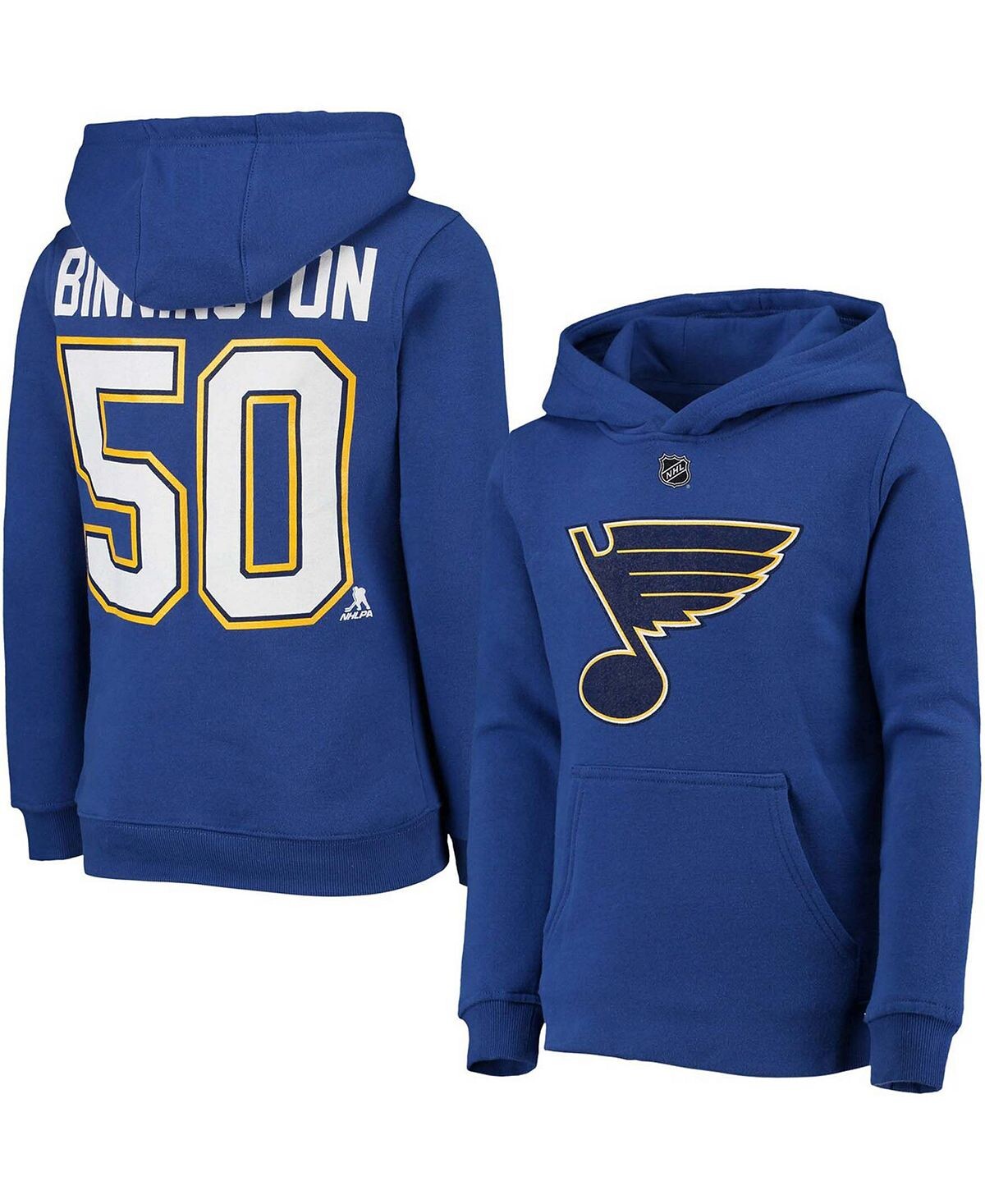 Синяя толстовка с именем и номером игрока Jordan Binnington для мальчиков и девочек St. Louis Blues Outerstuff
Синяя толстовка с именем и номером игрока Jordan Binnington для мальчиков и девочек St. Louis Blues Outerstuff