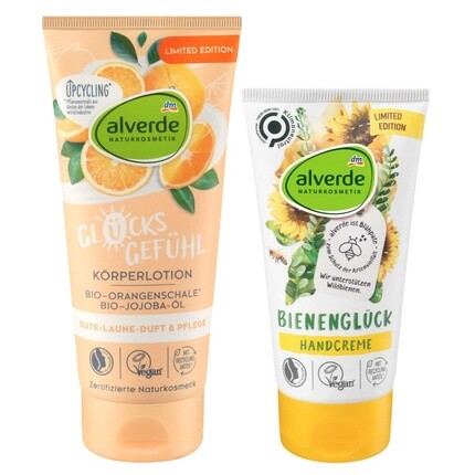 Alverde NATURKOSMETIK Лосьон для тела «Счастье» с апельсиновой цедрой и маслом жожоба 200 мл + крем для рук «Пчелиное счастье» Увлажняющий крем с оливковым маслом 75 мл
Alverde NATURKOSMETIK Лосьон для тела «Счастье» с апельсиновой цедрой и маслом жожоба 200 мл + крем для рук «Пчелиное счастье» Увлажняющий крем с оливковым маслом 75 мл