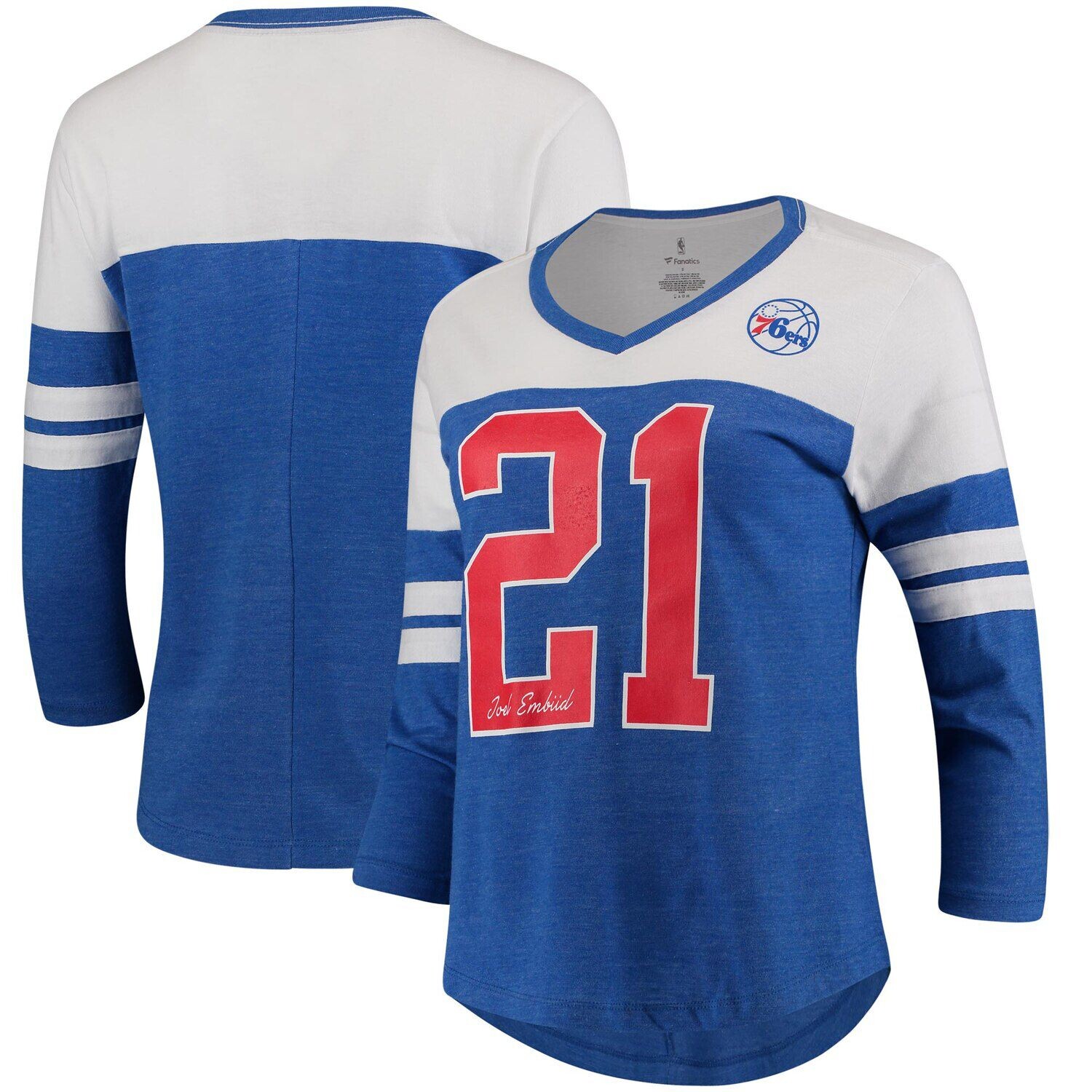 Женская футболка Fanatics с логотипом Joel Embiid Royal Philadelphia 76ers Starstruck, футболка Tri-Blend с рукавами 3/4 и v-образным вырезом Fanatics
Женская футболка Fanatics с логотипом Joel Embiid Royal Philadelphia 76ers Starstruck, футболка Tri-Blend с рукавами 3/4 и v-образным вырезом Fanatics