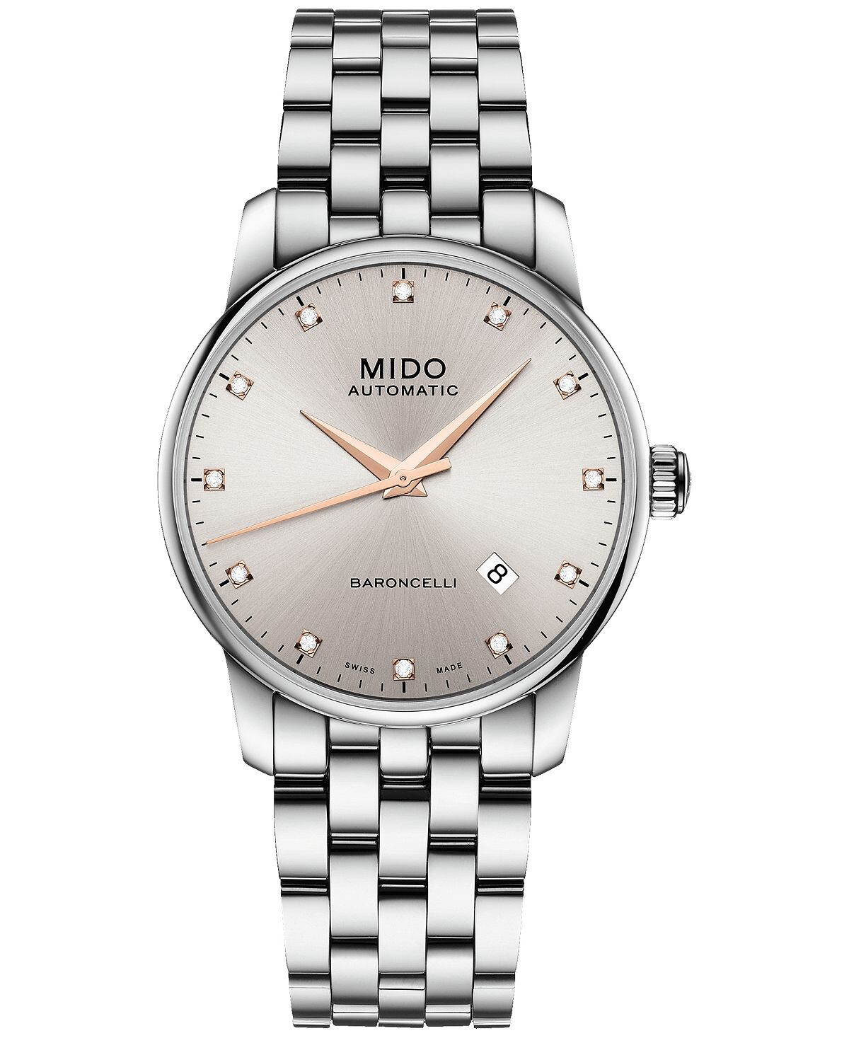 Мужские швейцарские автоматические часы Baroncelli с бриллиантами (1/10 карата) из нержавеющей стали с браслетом, 38 мм Mido
Мужские швейцарские автоматические часы Baroncelli с бриллиантами (1/10 карата) из нержавеющей стали с браслетом, 38 мм Mido