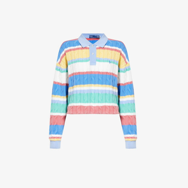 Трикотажная рубашка-поло косой вязки с фирменной вышивкой Polo Ralph Lauren, мультиколор
Трикотажная рубашка-поло косой вязки с фирменной вышивкой Polo Ralph Lauren, мультиколор