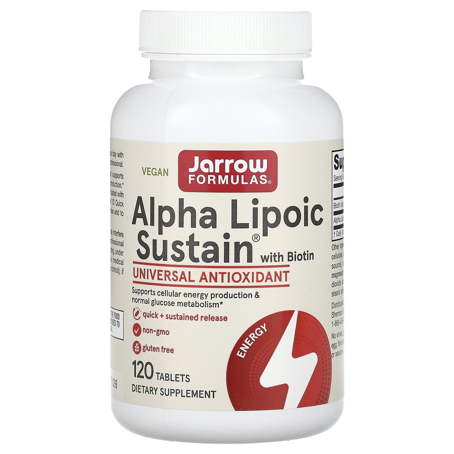 Alpha Lipoic Sustain, альфа-липоевая кислота с биотином, 300 мг, 120 таблеток, Jarrow Formulas
Alpha Lipoic Sustain, альфа-липоевая кислота с биотином, 300 мг, 120 таблеток, Jarrow Formulas
