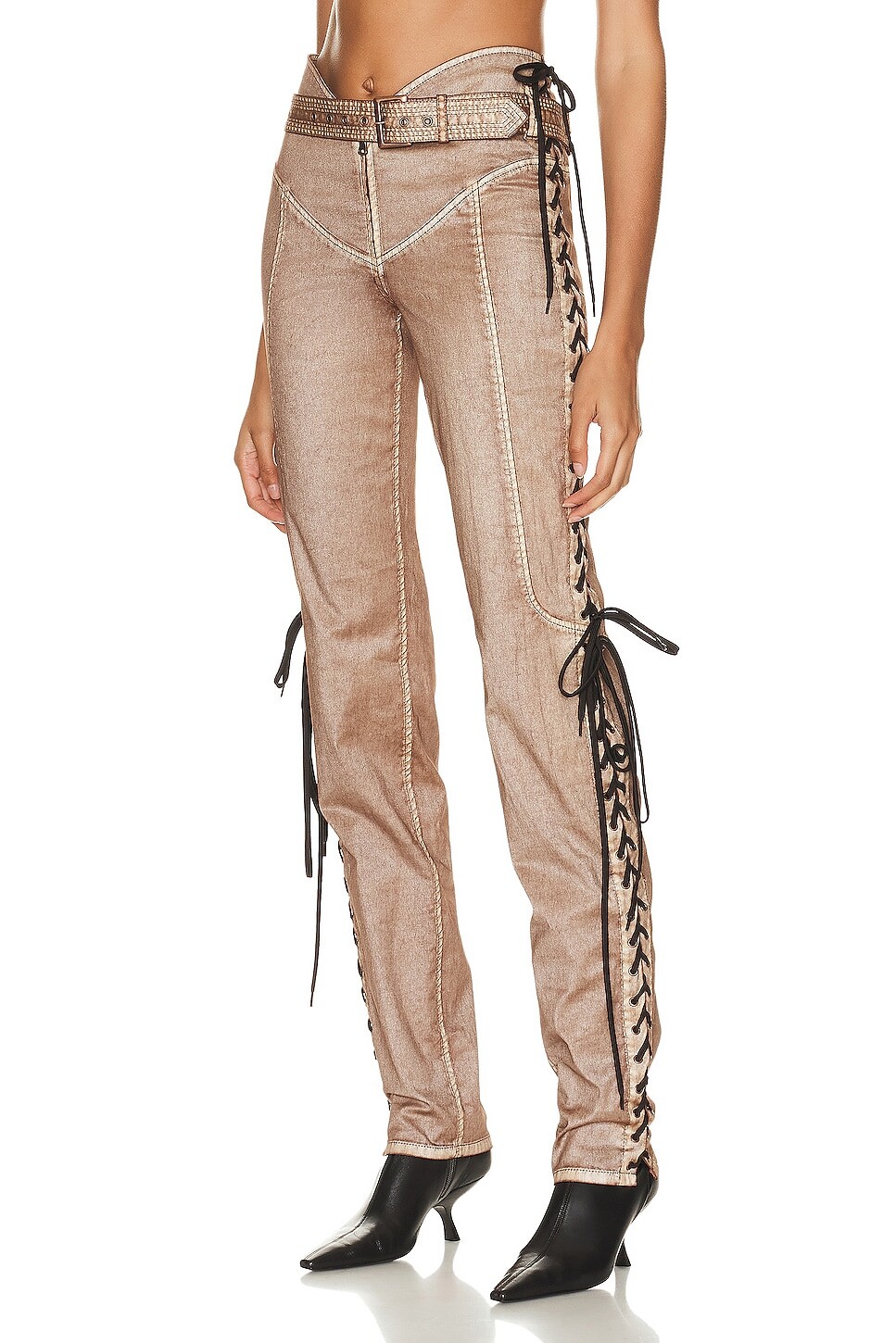 Брюки Jean Paul Gaultier X KNWLS Branded Patch Low Waist Laced Straight Trouser, цвет Brown & Ecru
Брюки Jean Paul Gaultier X KNWLS Branded Patch Low Waist Laced Straight Trouser, цвет Brown & Ecru