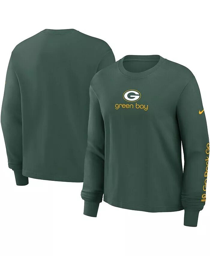 Женская зеленая футболка Green Bay Packers свободного кроя с длинными рукавами Nike, зеленый
Женская зеленая футболка Green Bay Packers свободного кроя с длинными рукавами Nike, зеленый