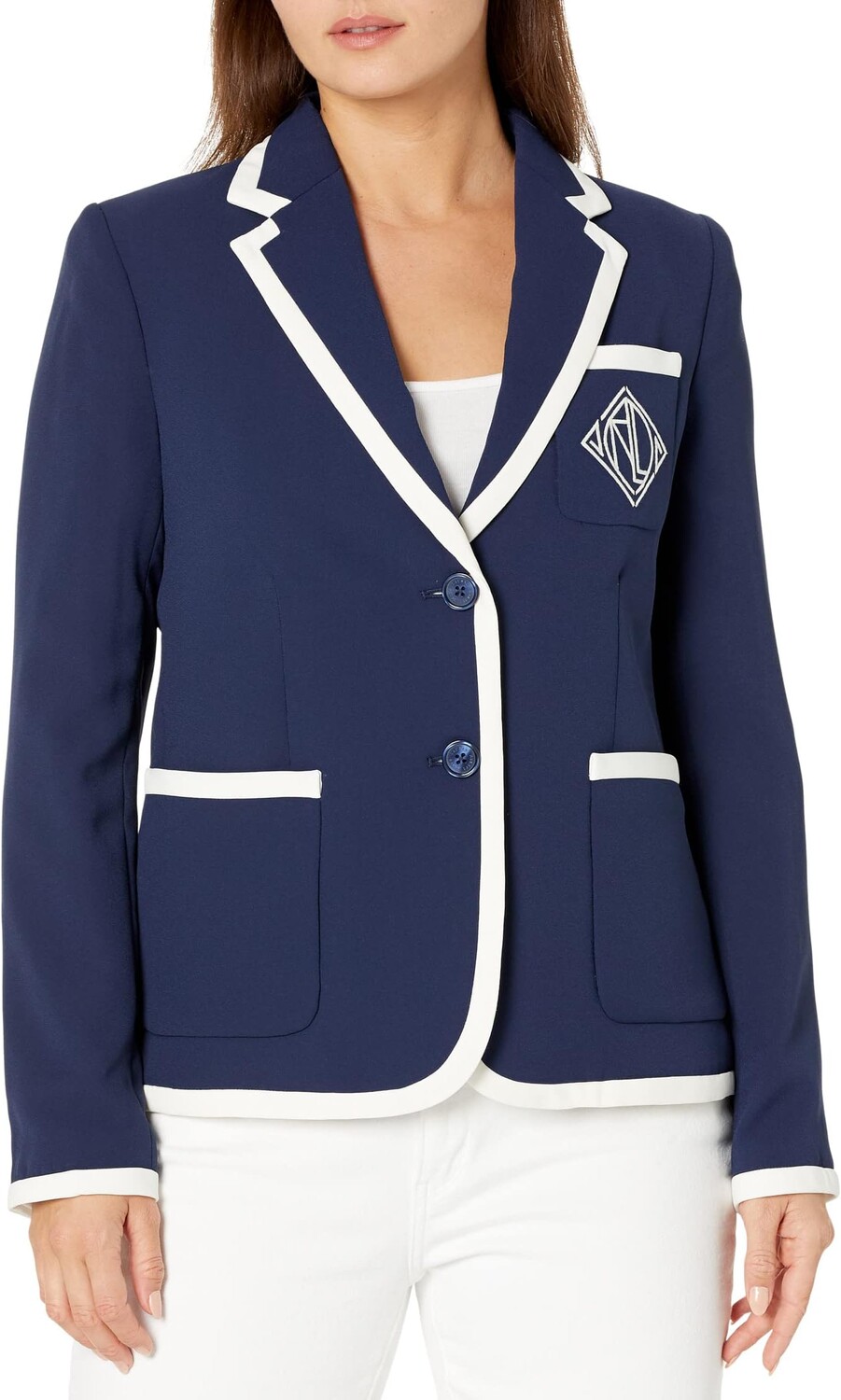 Миниатюрный двухцветный блейзер из жоржетта LAUREN Ralph Lauren, цвет French Navy/Mascarpone Cream
Миниатюрный двухцветный блейзер из жоржетта LAUREN Ralph Lauren, цвет French Navy/Mascarpone Cream