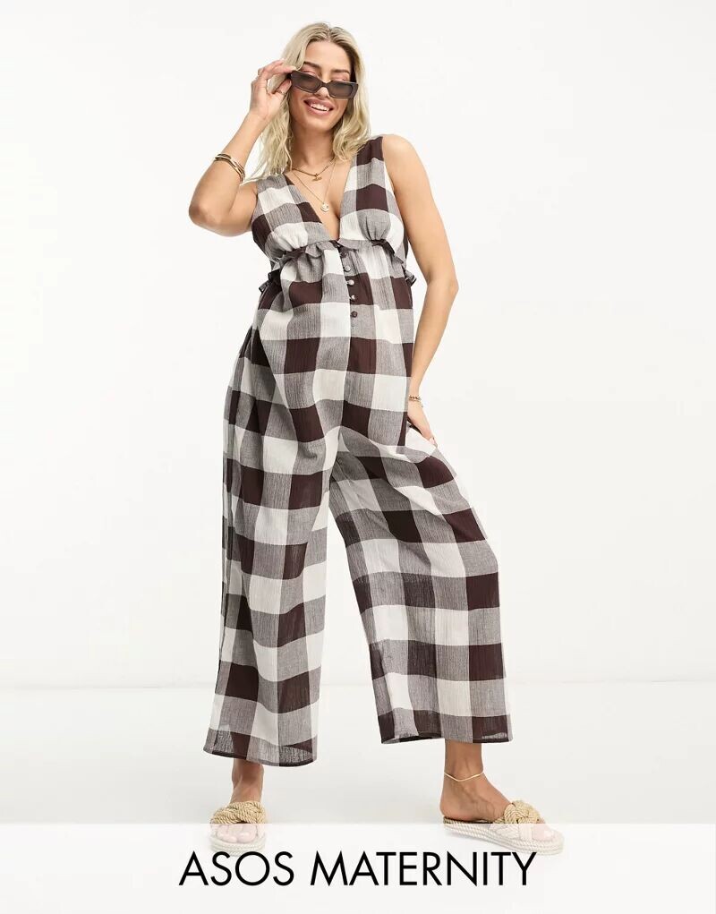 Многоярусный комбинезон с рюшами ASOS DESIGN Maternity коричневого цвета с принтом в мелкую клетку и жатой отделкой
Многоярусный комбинезон с рюшами ASOS DESIGN Maternity коричневого цвета с принтом в мелкую клетку и жатой отделкой