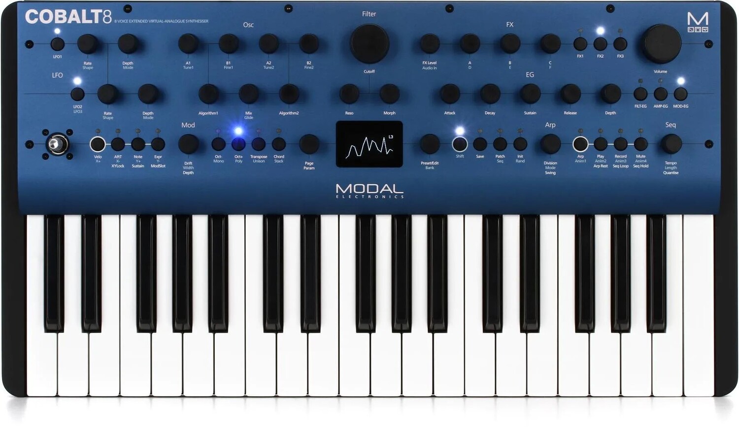 Modal Electronics Cobalt8 37-клавишный 8-голосный расширенный виртуальный аналоговый синтезатор
Modal Electronics Cobalt8 37-клавишный 8-голосный расширенный виртуальный аналоговый синтезатор