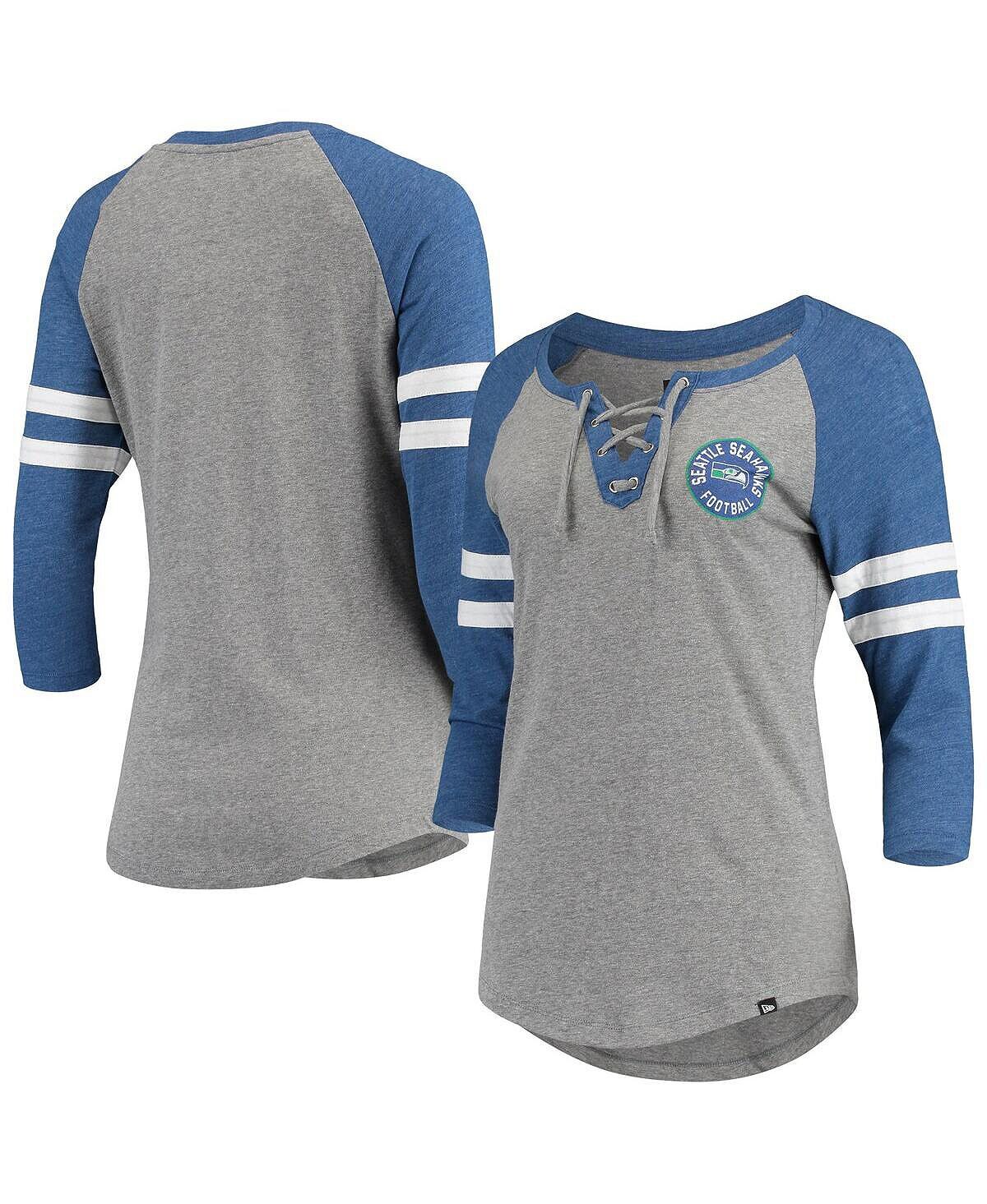 Женская серая футболка Seattle Seahawks Throwback с рукавом три четверти и шнуровкой реглан мелованного цвета New Era
Женская серая футболка Seattle Seahawks Throwback с рукавом три четверти и шнуровкой реглан мелованного цвета New Era