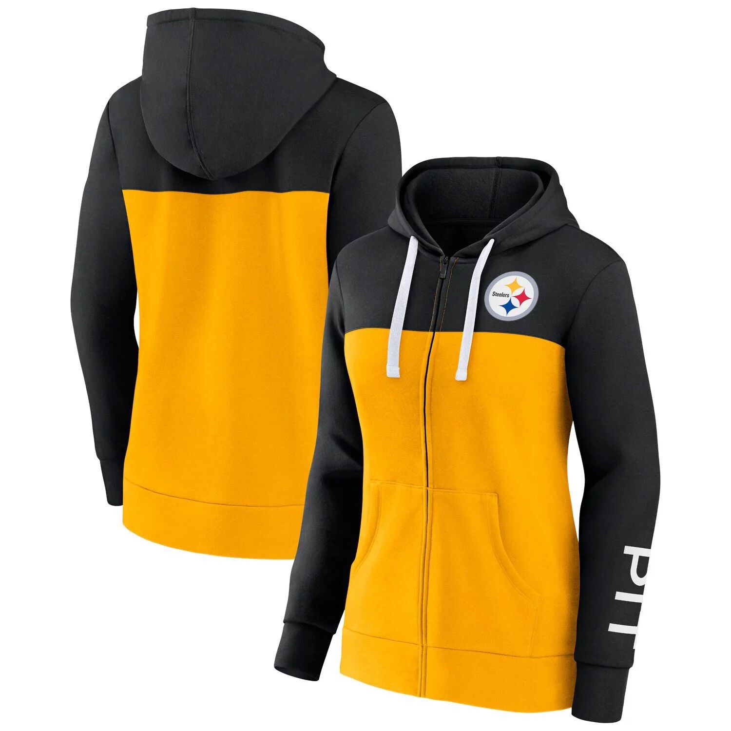 Женская толстовка с молнией во всю длину и черным/золотым логотипом Fanatics Pittsburgh Steelers Take The Field с цветными блоками Fanatics
Женская толстовка с молнией во всю длину и черным/золотым логотипом Fanatics Pittsburgh Steelers Take The Field с цветными блоками Fanatics