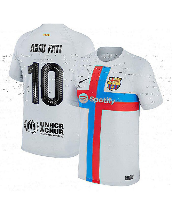 Мужская футболка Ansu Fati Grey Barcelona 2022/23, реплика игрока стадиона Third Breathe Stadium Nike, серый
Мужская футболка Ansu Fati Grey Barcelona 2022/23, реплика игрока стадиона Third Breathe Stadium Nike, серый