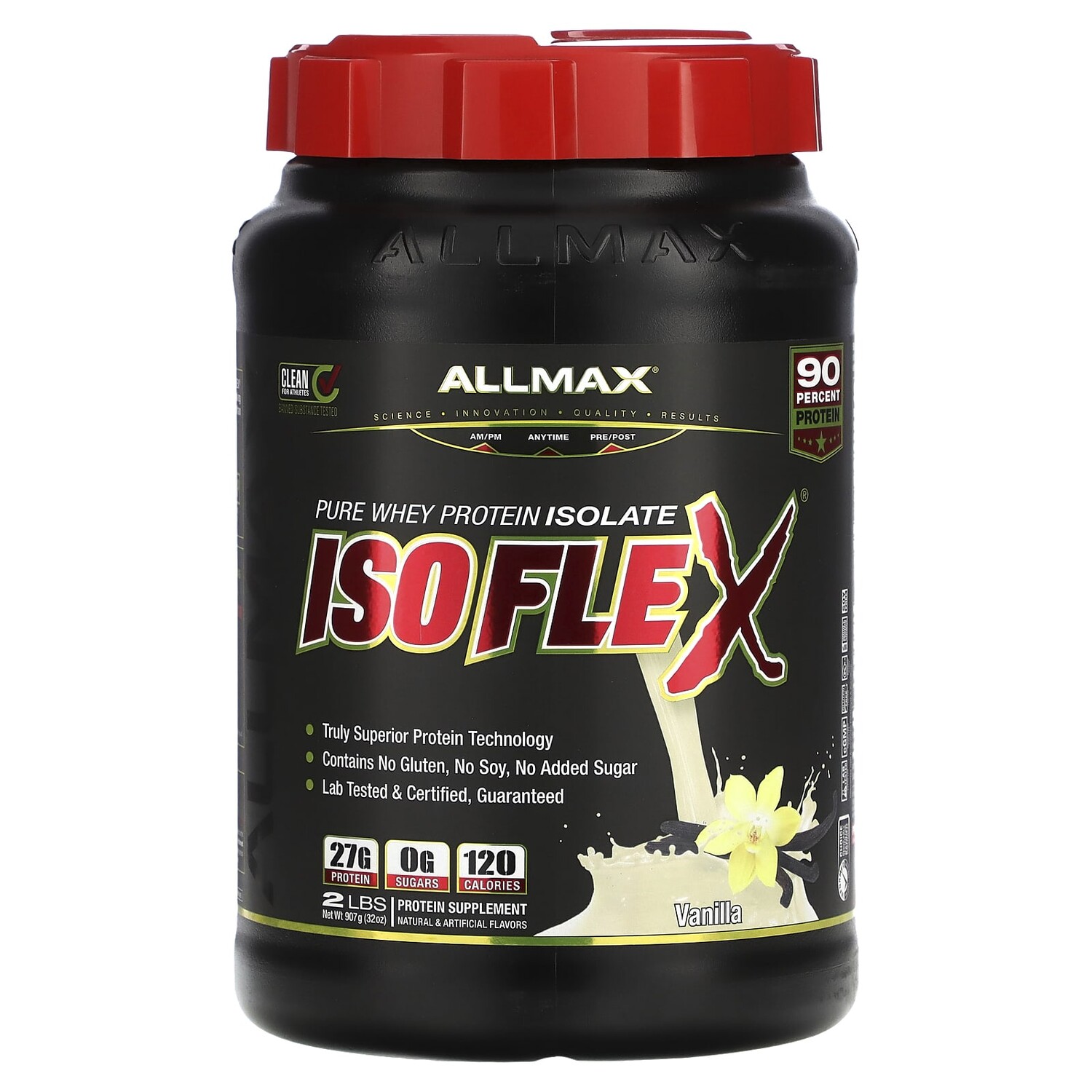 Isoflex, 100%-ный ультрачистый изолят сывороточного белка (ИБС с фильтрацией заряженными ионными частицами), ваниль, 2 фунта (907 г), ALLMAX
Isoflex, 100%-ный ультрачистый изолят сывороточного белка (ИБС с фильтрацией заряженными ионными частицами), ваниль, 2 фунта (907 г), ALLMAX