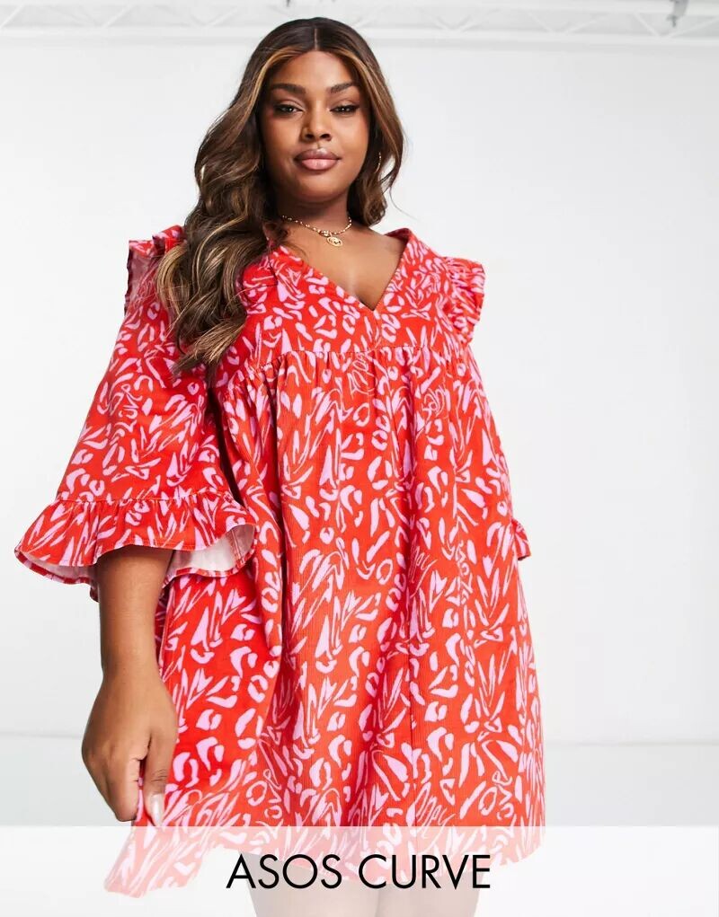 Вельветовое свободное платье мини ASOS DESIGN Curve с абстрактным красным принтом и оборками на плечах
Вельветовое свободное платье мини ASOS DESIGN Curve с абстрактным красным принтом и оборками на плечах