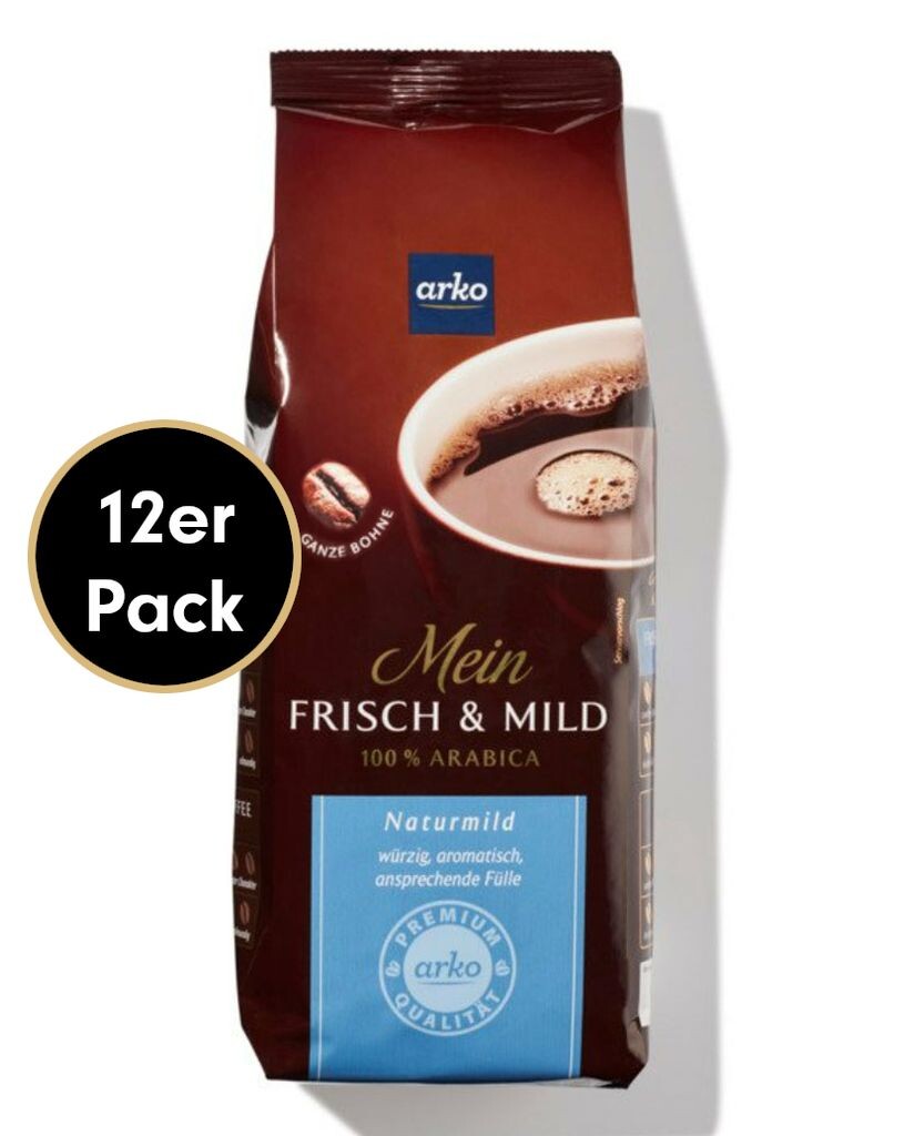 Пакет для экономии кофе FRESH & MILD естественно мягкий от arko, 12 зерен по 500г.
Пакет для экономии кофе FRESH & MILD естественно мягкий от arko, 12 зерен по 500г.