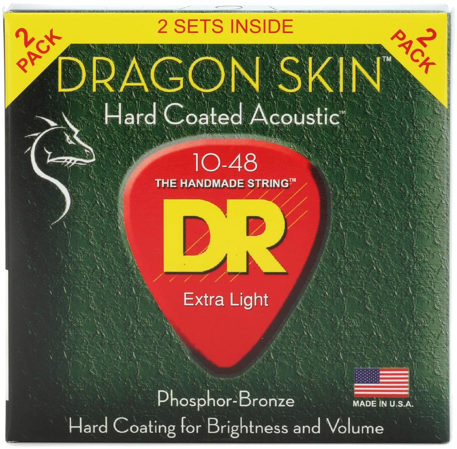 DR Strings DSA-2/10 Струны для акустической гитары с покрытием из фосфорной бронзы Dragon-Skin — .010-.048 Extra Light (2 шт.)
DR Strings DSA-2/10 Струны для акустической гитары с покрытием из фосфорной бронзы Dragon-Skin — .010-.048 Extra Light (2 шт.)