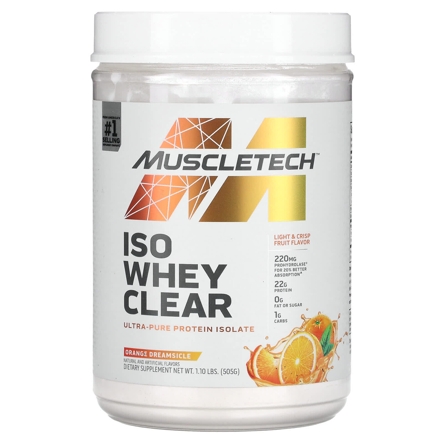ISO Whey Clear, Сверхчистый изолят протеина, Orange Dreamsicle, 1,10 фунта (505 г), MuscleTech
ISO Whey Clear, Сверхчистый изолят протеина, Orange Dreamsicle, 1,10 фунта (505 г), MuscleTech