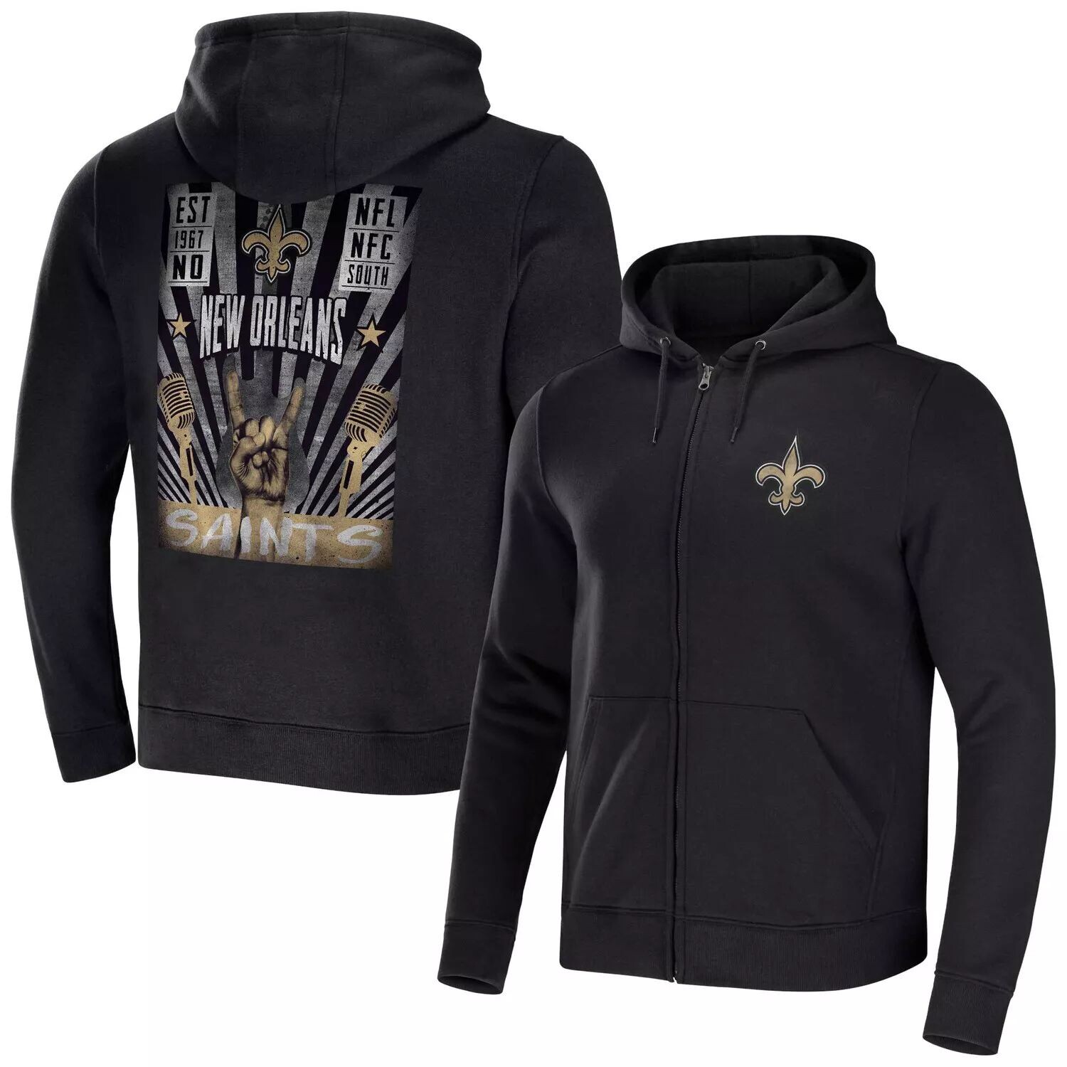 Мужская черная толстовка с молнией во всю длину из коллекции NFL x Darius Rucker от Fanatics New Orleans Saints Rocker, Черный
Мужская черная толстовка с молнией во всю длину из коллекции NFL x Darius Rucker от Fanatics New Orleans Saints Rocker, Черный