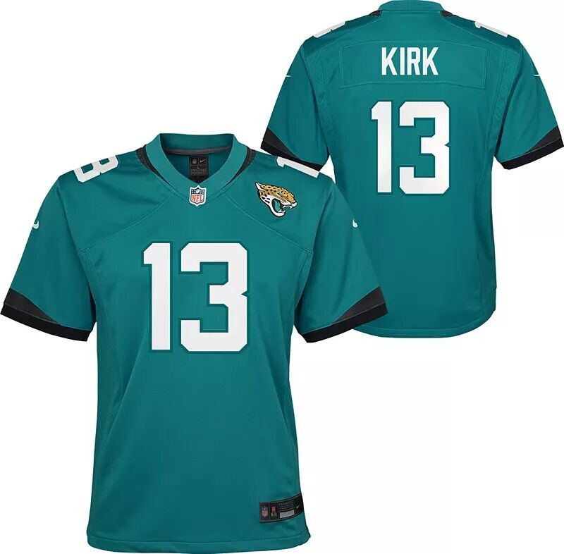 Nike Youth Jacksonville Jaguars Кристиан Кирк # 13 Альтернативный бирюзовый игровой Джерси
Nike Youth Jacksonville Jaguars Кристиан Кирк # 13 Альтернативный бирюзовый игровой Джерси