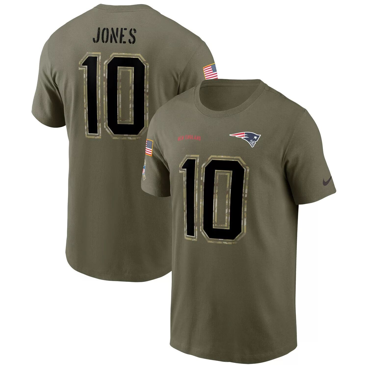 Мужская оливковая футболка Mac Jones New England Patriots 2022 с именем и номером службы Nike, Зеленый
Мужская оливковая футболка Mac Jones New England Patriots 2022 с именем и номером службы Nike, Зеленый
