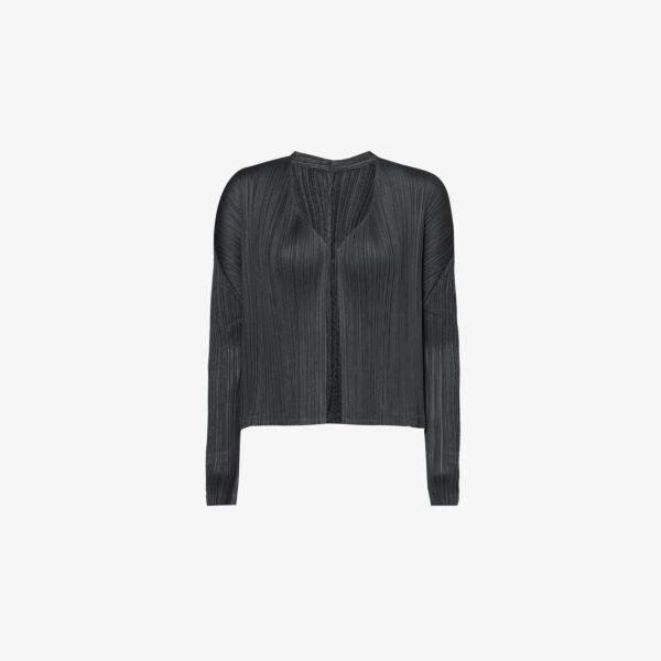 Вязаный кардиган с длинными рукавами и V-образным вырезом Pleats Please Issey Miyake, черный
Вязаный кардиган с длинными рукавами и V-образным вырезом Pleats Please Issey Miyake, черный