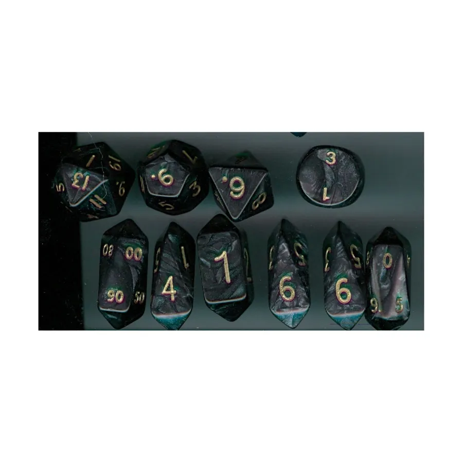Набор Hybrid Poly, черный с золотом (10), Dice - Pearl, Unusual Shapes (Crystal Caste)
Набор Hybrid Poly, черный с золотом (10), Dice - Pearl, Unusual Shapes (Crystal Caste)