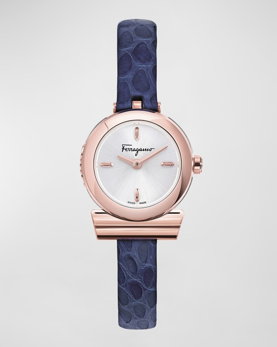 Часы Gancino диаметром 22,5 мм с ремешком Elaphe, розовое золото/темно-синий Ferragamo
Часы Gancino диаметром 22,5 мм с ремешком Elaphe, розовое золото/темно-синий Ferragamo