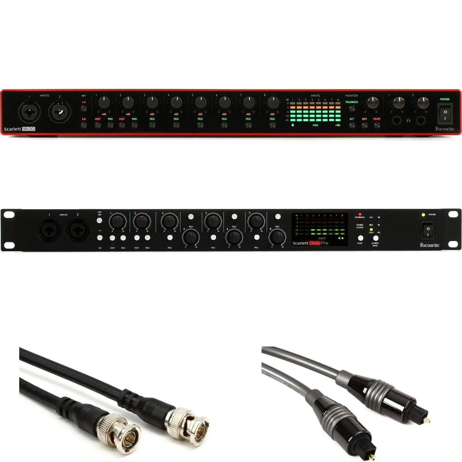 Focusrite Scarlett 18i20 USB-аудиоинтерфейс 3-го поколения и комплект расширения предусилителя
Focusrite Scarlett 18i20 USB-аудиоинтерфейс 3-го поколения и комплект расширения предусилителя