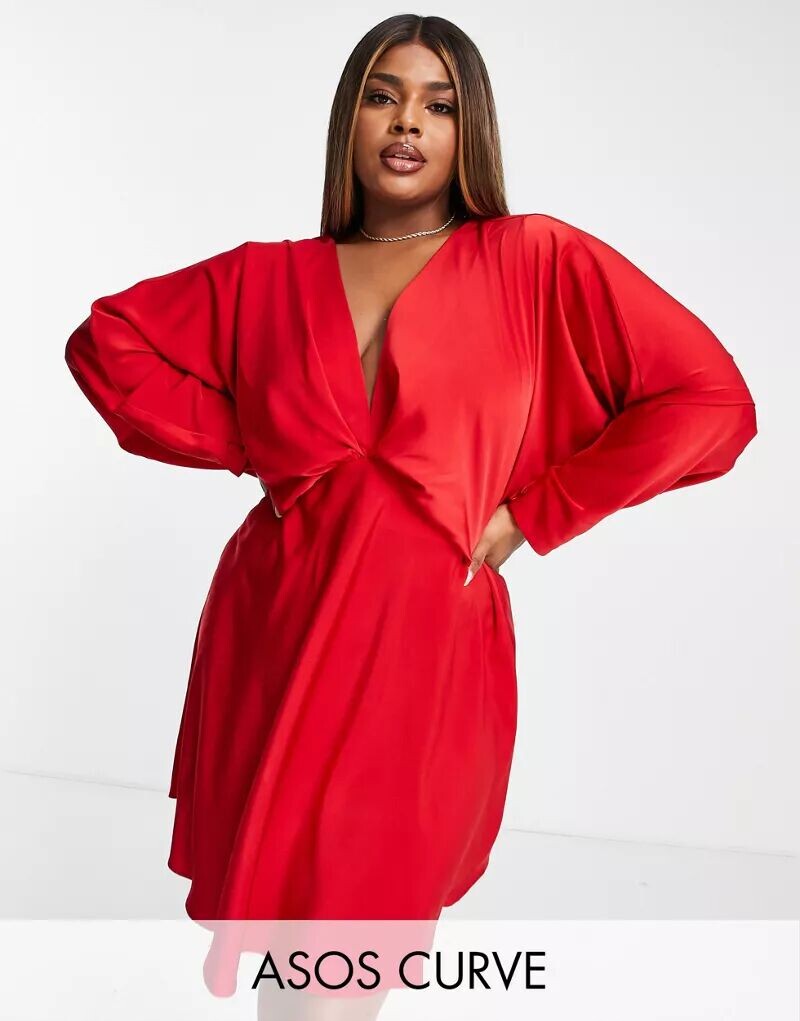 Красное атласное мини-платье ASOS DESIGN Curve с рукавами «летучая мышь», юбкой косого кроя и шнуровкой на спине
Красное атласное мини-платье ASOS DESIGN Curve с рукавами «летучая мышь», юбкой косого кроя и шнуровкой на спине