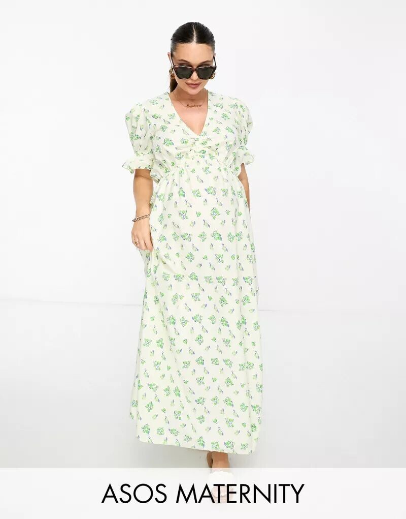 Кремовое свободное платье миди из хлопка с зеленым цветочным принтом ASOS DESIGN Maternity
Кремовое свободное платье миди из хлопка с зеленым цветочным принтом ASOS DESIGN Maternity