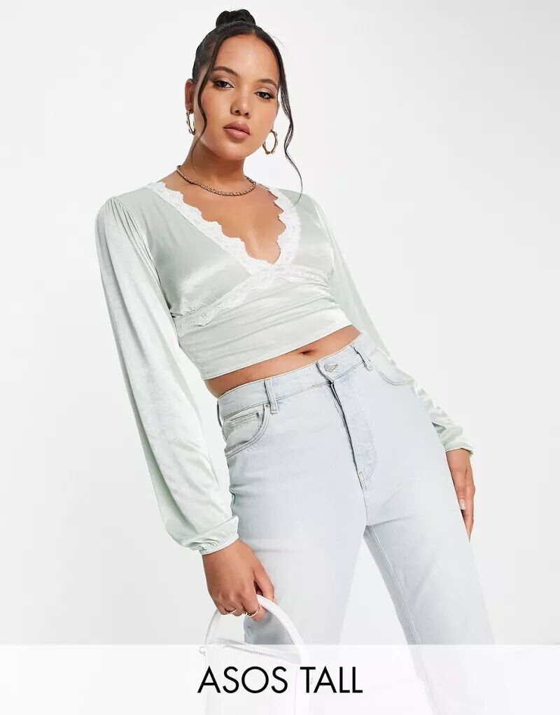 Сатиновая блузка из джерси с кружевной отделкой ASOS DESIGN Tall шалфейно-зеленого цвета
Сатиновая блузка из джерси с кружевной отделкой ASOS DESIGN Tall шалфейно-зеленого цвета