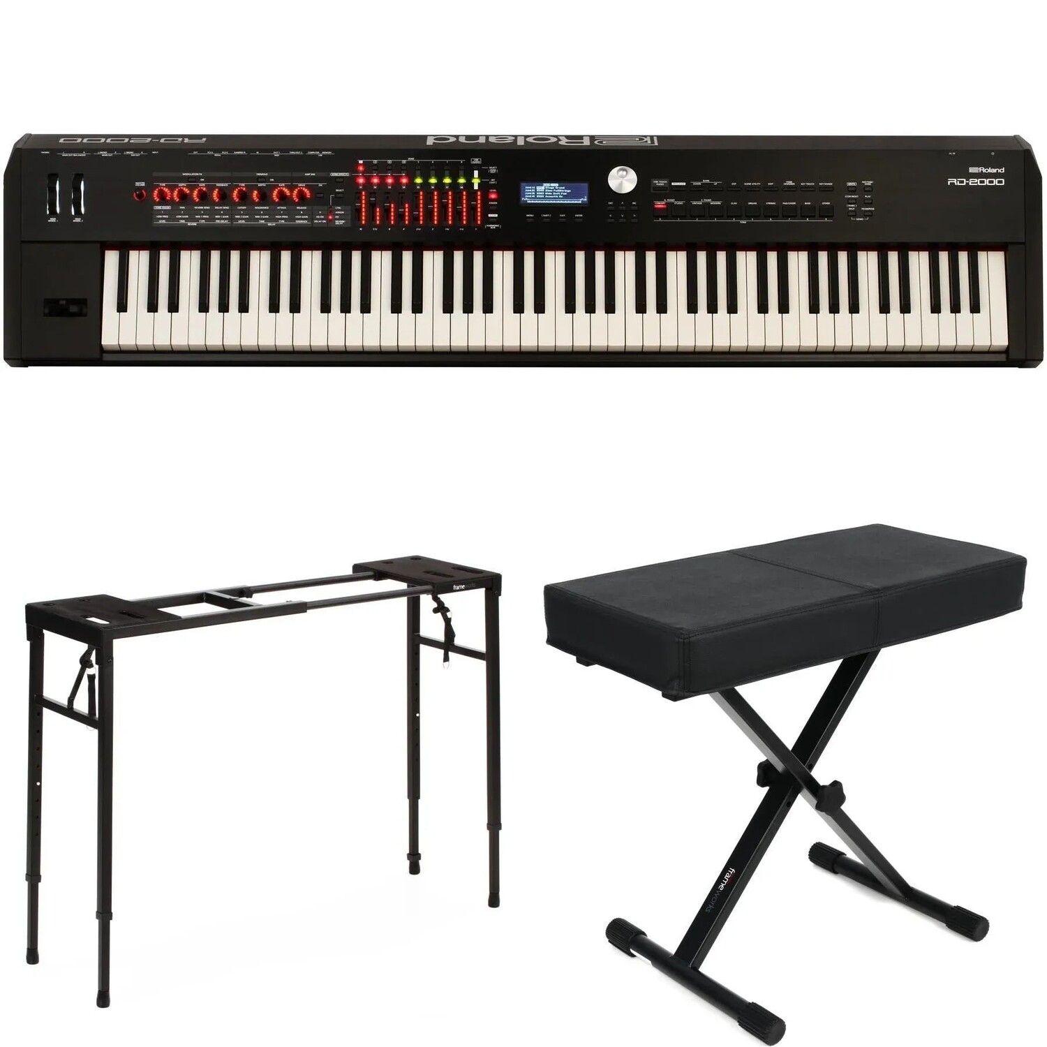 Комплект инструментов для сценического фортепиано Roland RD-2000 с 88 клавишами
Комплект инструментов для сценического фортепиано Roland RD-2000 с 88 клавишами