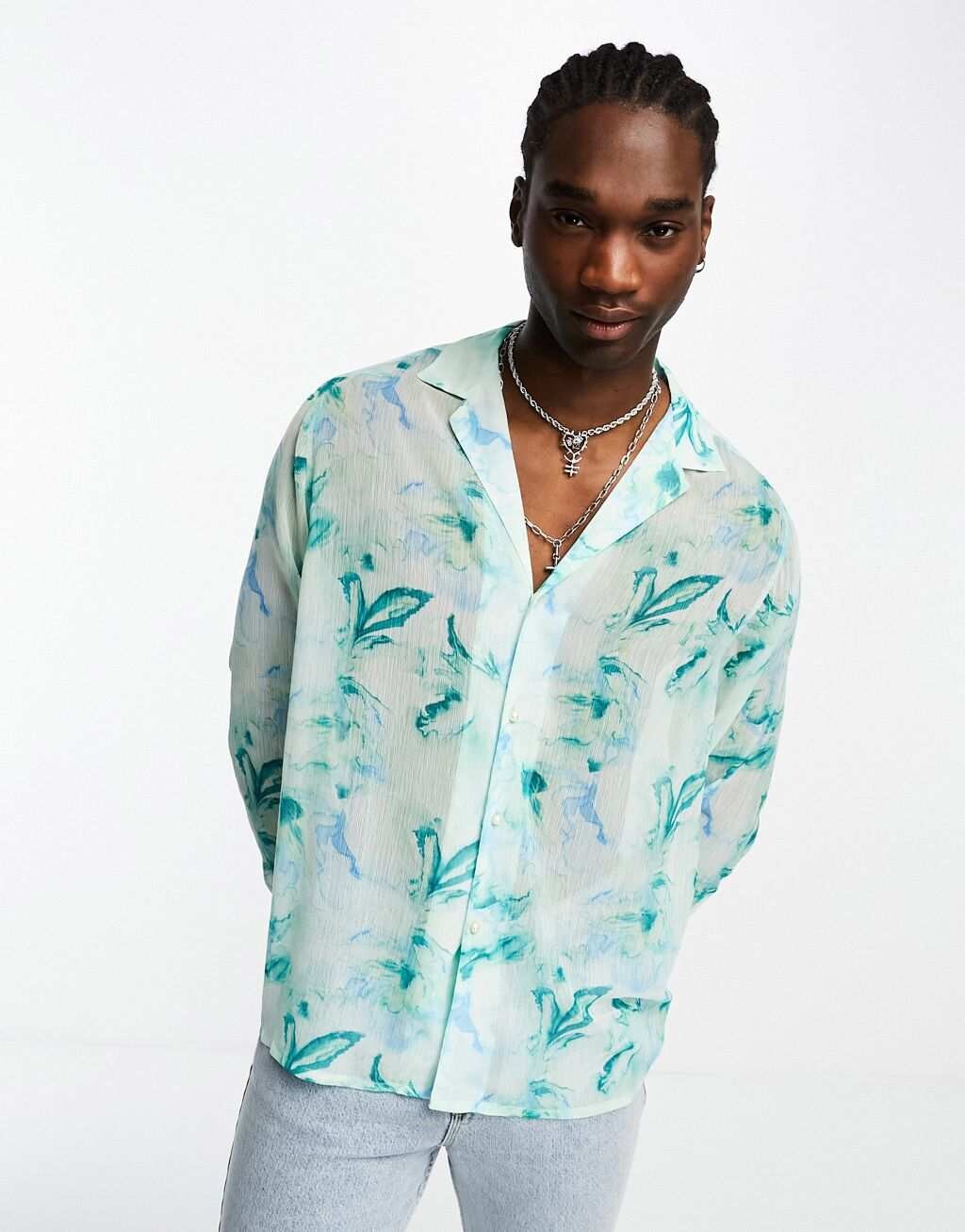 Свободная прозрачная рубашка с акварельным цветочным принтом ASOS DESIGN Deep Revere
Свободная прозрачная рубашка с акварельным цветочным принтом ASOS DESIGN Deep Revere