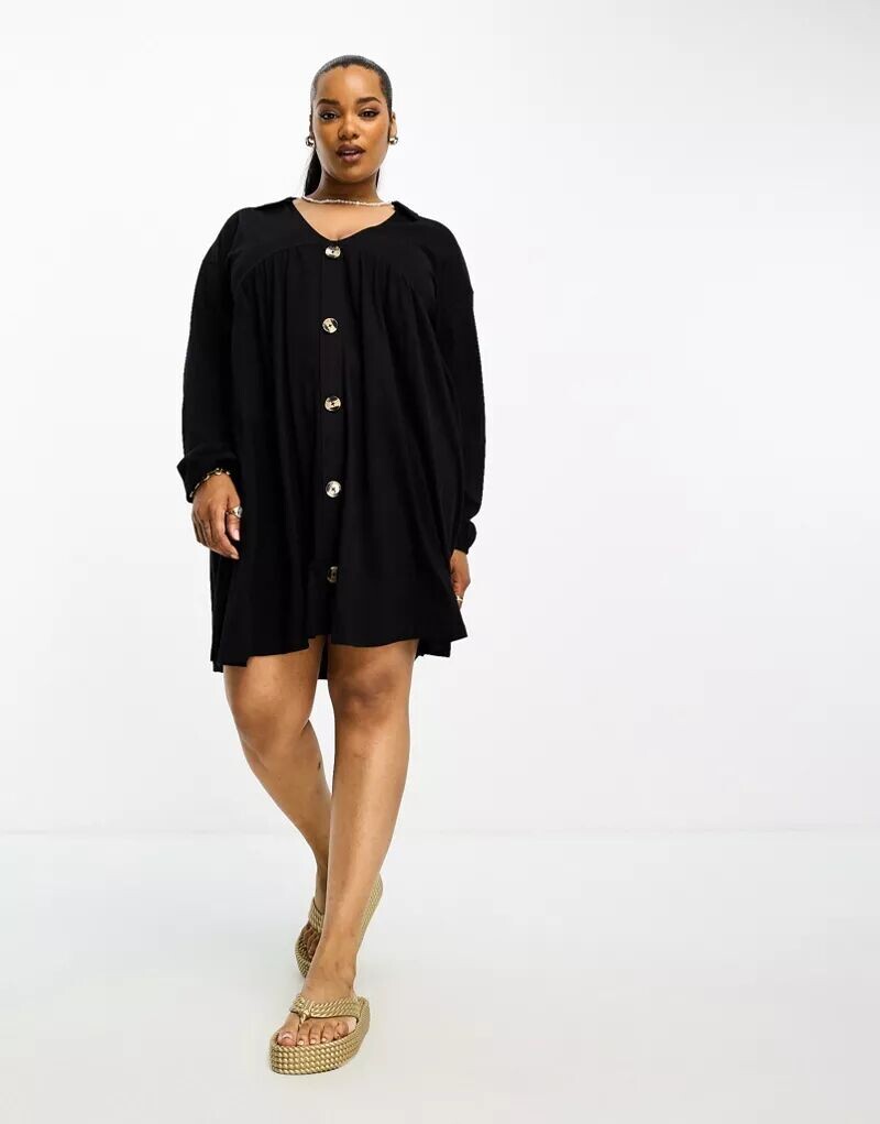 Шорты ASOS DESIGN Curve. Черное свободное платье с длинными рукавами и пуговицами, Черный
Шорты ASOS DESIGN Curve. Черное свободное платье с длинными рукавами и пуговицами, Черный