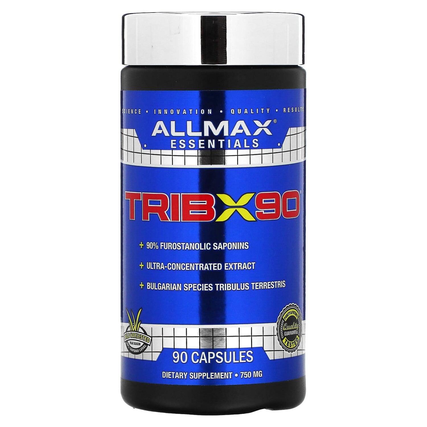 TribX90, ультраконцентрат, якорцы, 90% сапонинов фурастанолового типа, 750 мг, 90 капсул, ALLMAX
TribX90, ультраконцентрат, якорцы, 90% сапонинов фурастанолового типа, 750 мг, 90 капсул, ALLMAX