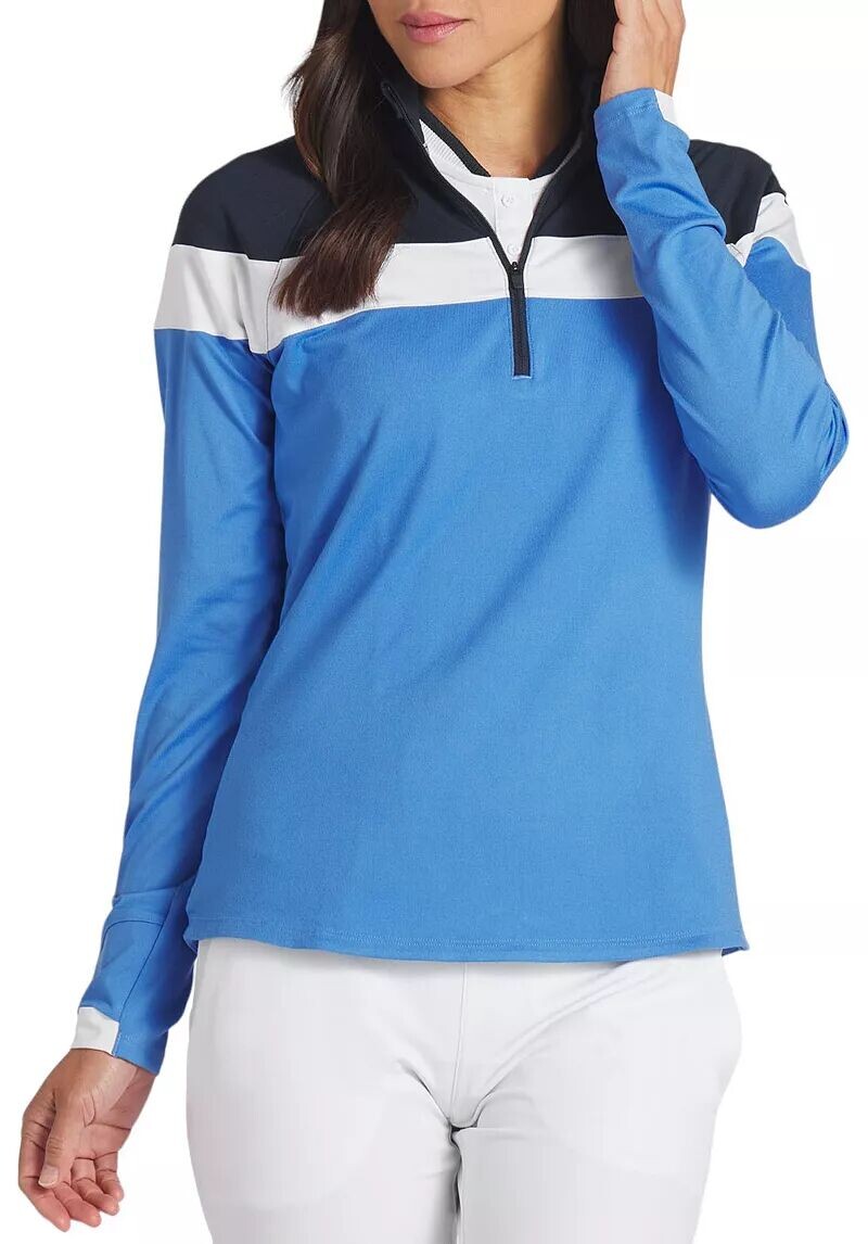 Женская легкая футболка для гольфа Puma с длинным рукавом и молнией 1/4, голубой
Женская легкая футболка для гольфа Puma с длинным рукавом и молнией 1/4, голубой