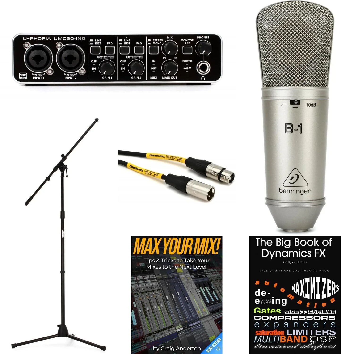 Комплект электронной книги с USB-аудиоинтерфейсом Behringer U-Phoria UMC204HD и конденсаторным микрофоном Behringer B-1
Комплект электронной книги с USB-аудиоинтерфейсом Behringer U-Phoria UMC204HD и конденсаторным микрофоном Behringer B-1