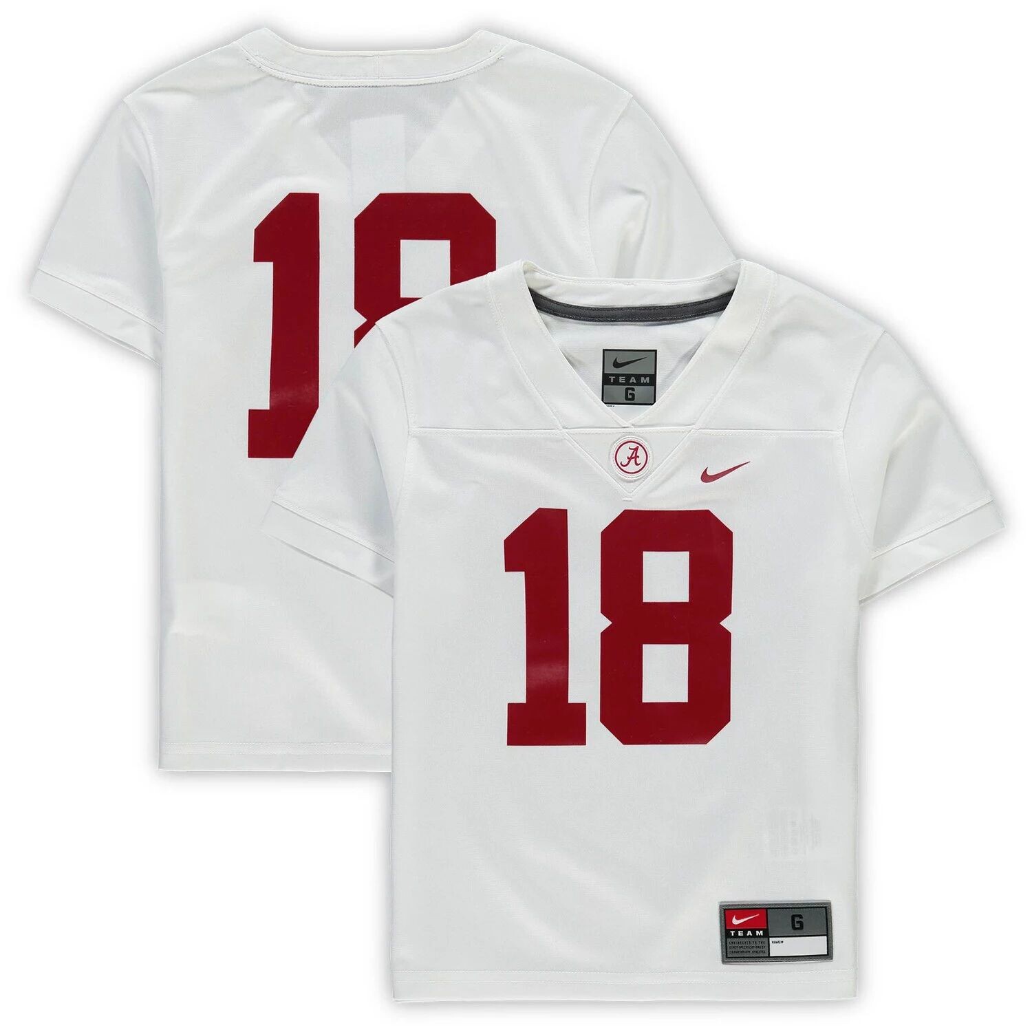 Джерси футбольной команды Nike #18 для дошкольников белого цвета Alabama Crimson Tide Untouchable Nike
Джерси футбольной команды Nike #18 для дошкольников белого цвета Alabama Crimson Tide Untouchable Nike