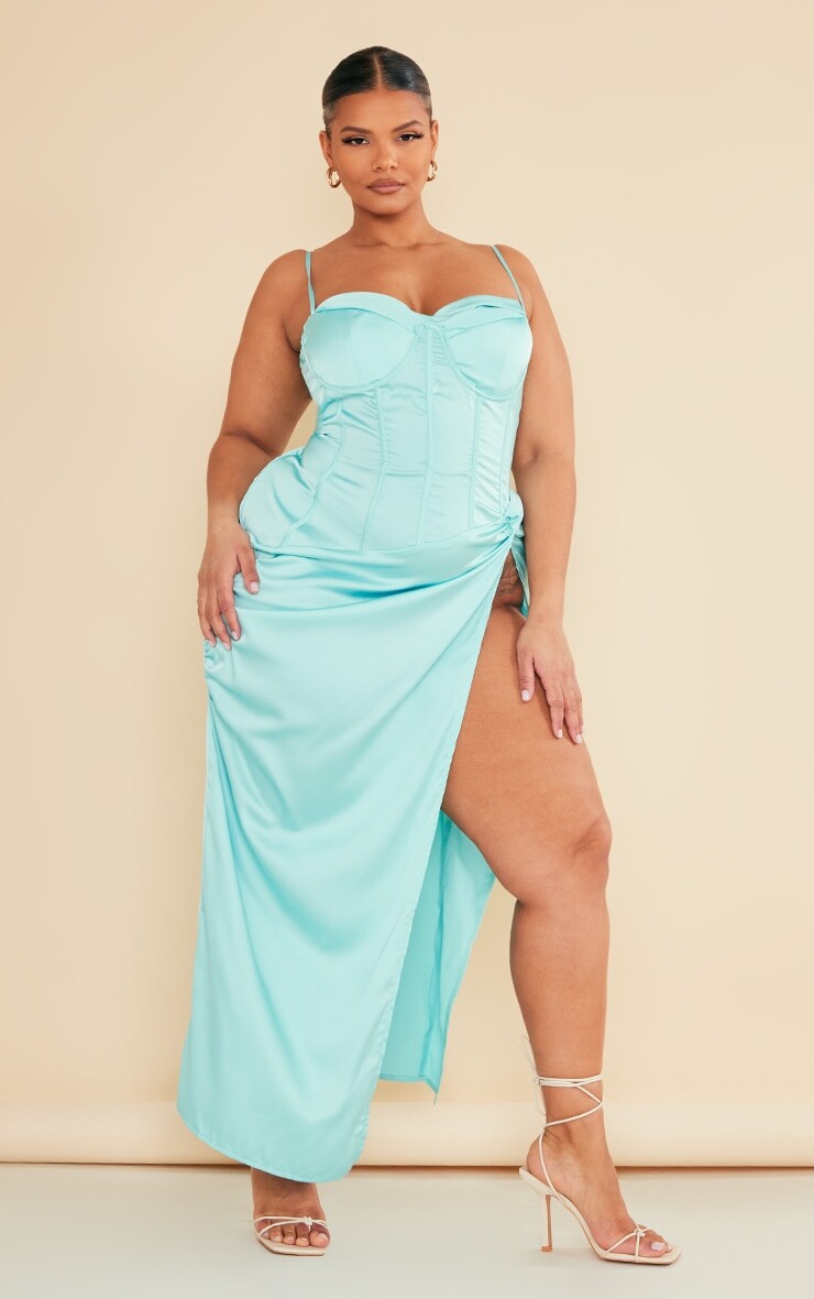 PrettyLittleThing Атласное платье миди цвета морской волны с драпировкой и бюстом
PrettyLittleThing Атласное платье миди цвета морской волны с драпировкой и бюстом