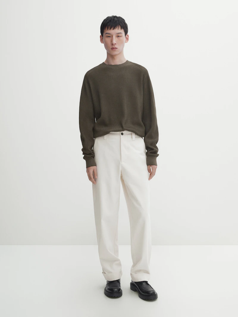 Трикотажный свитер с круглым вырезом Massimo Dutti, зеленый 
Трикотажный свитер с круглым вырезом Massimo Dutti, зеленый