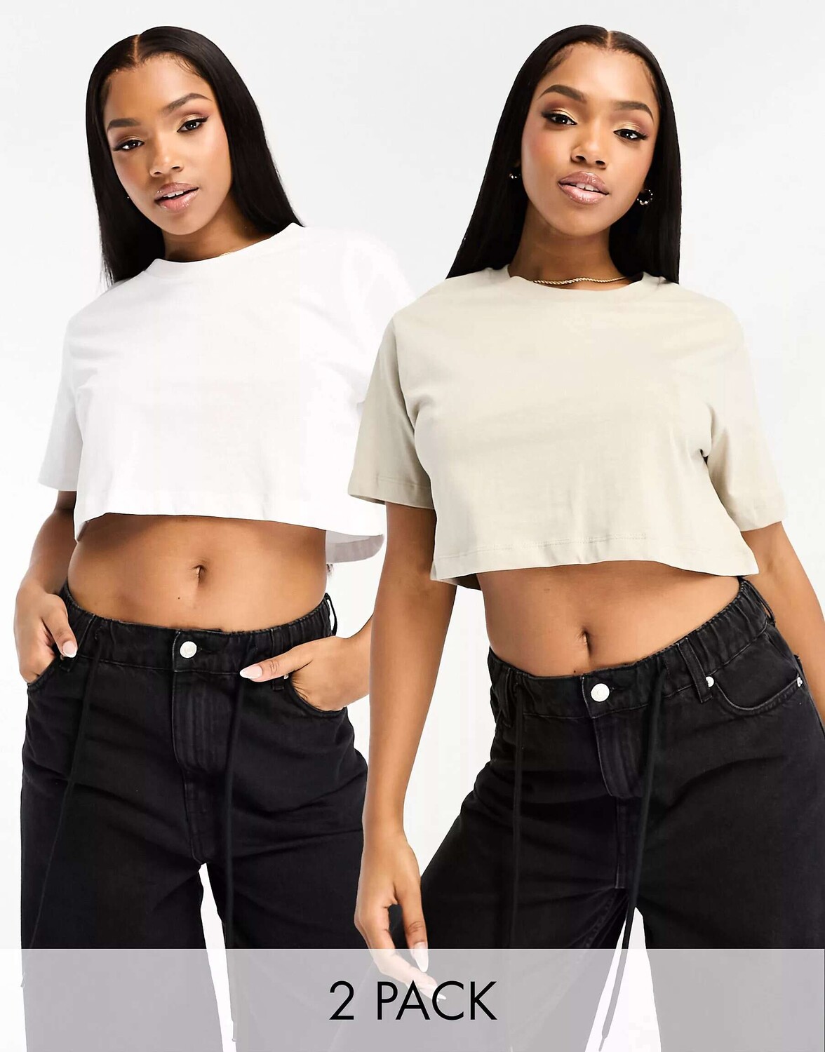 2 пары укороченных футболок свободного кроя белого и песочного цвета Pull&Bear, Белый
2 пары укороченных футболок свободного кроя белого и песочного цвета Pull&Bear, Белый