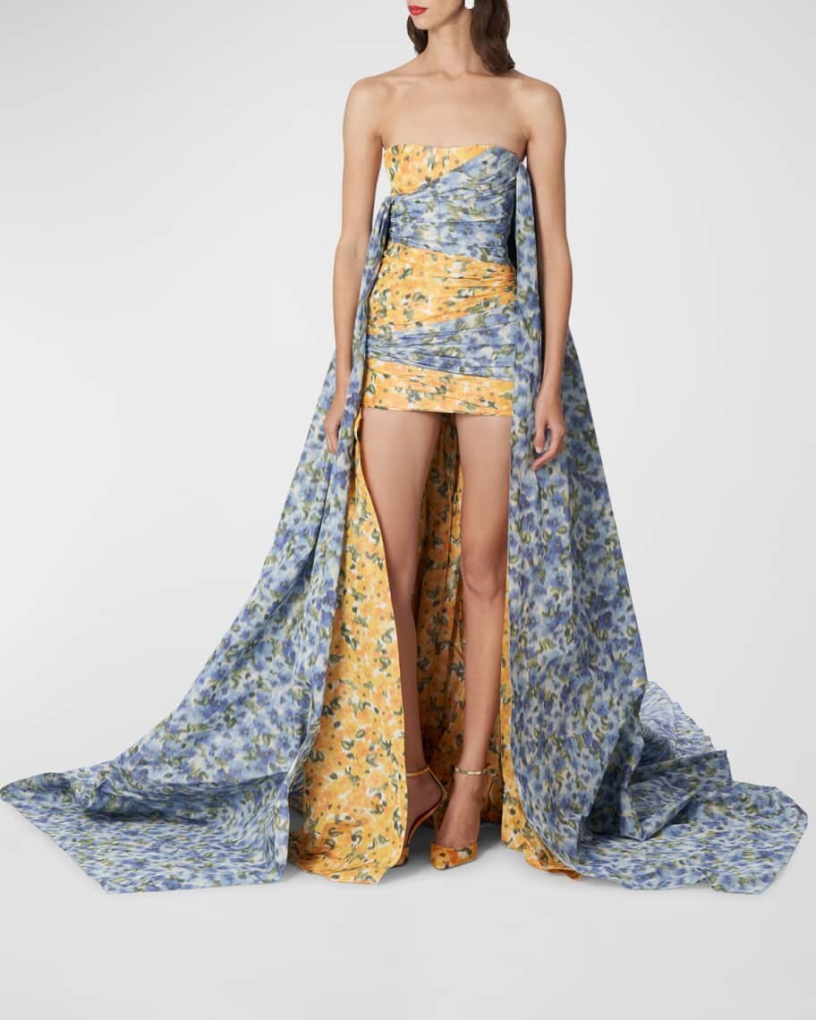 Присборенное мини-платье без бретелек с цветочным принтом и шлейфом Carolina Herrera
Присборенное мини-платье без бретелек с цветочным принтом и шлейфом Carolina Herrera